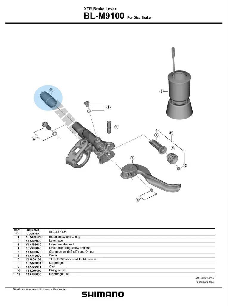 Shimano Brake Lever Hose Cover BL-M8000/M6000/M8100/M9100/M6100/M4100/M7000 XTR XT SLX DEORE Alfine GRX Y8WM14000 Y1XJ16000