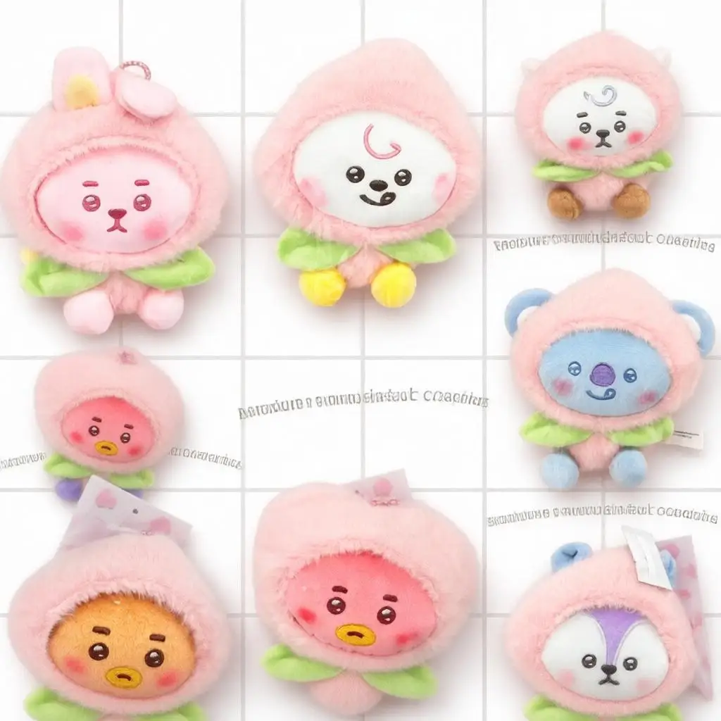 BT21 Peach Grain Textured Bag Charm,  Guizi Same Style Collectible Ornament, Fan Souvenir Birthday Gift