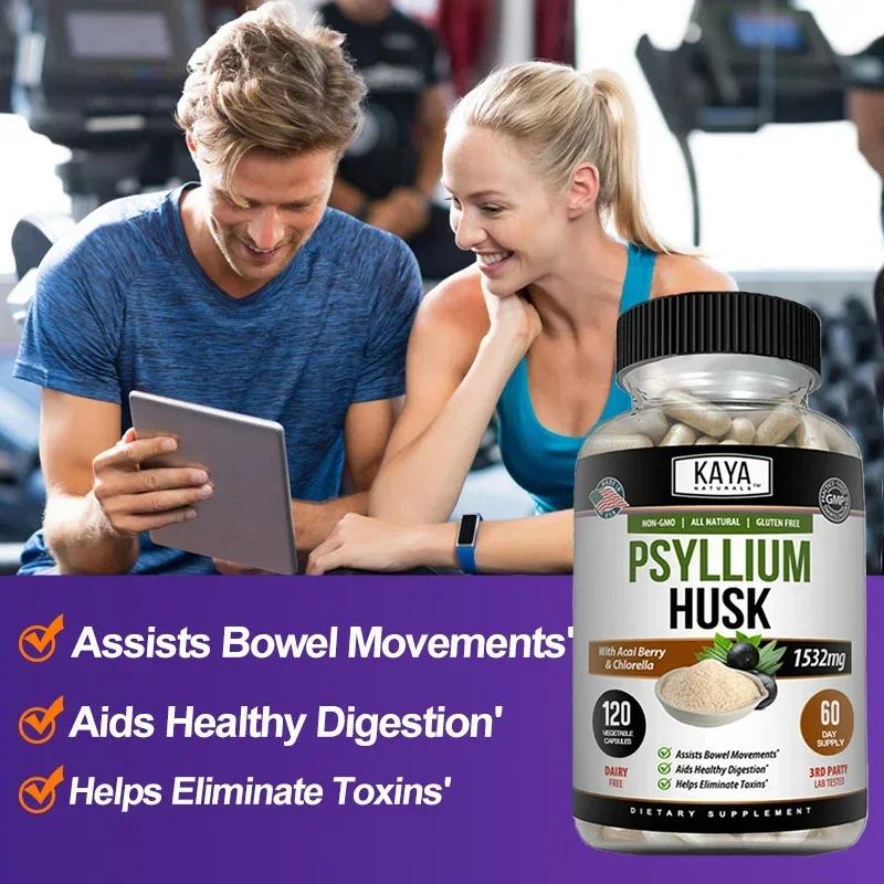 Psyllium Husk Capsules - Helps Improve Metabolism, Promote Bowel Movements, Aid Detoxification & Cleanse The Colon