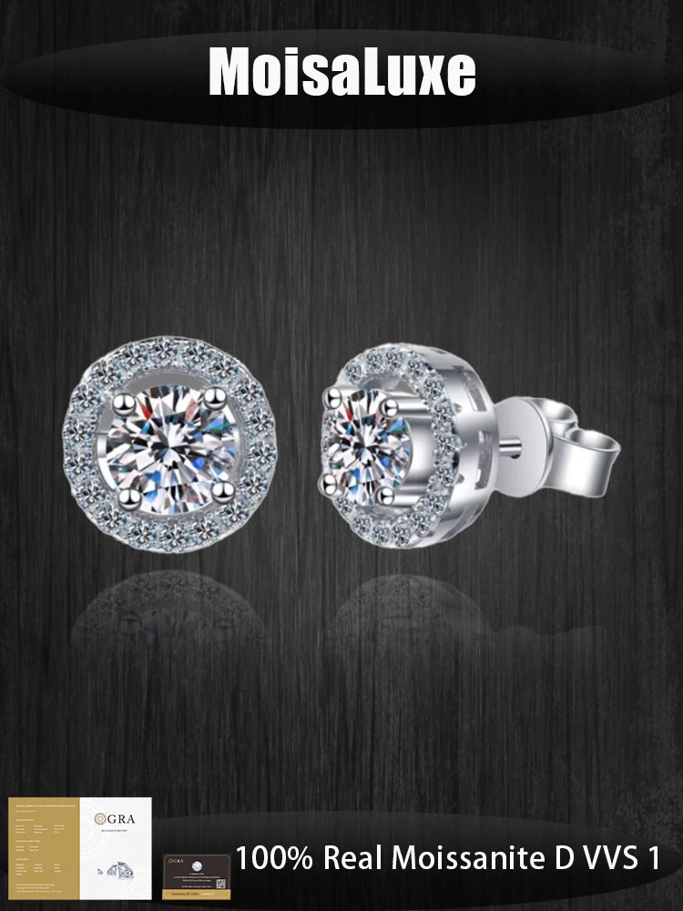

MoisaLuxe Official Store Moissanite 925 sterling silver Light luxury Fashion Jewelry for Women Hoops Piercing Day Gift earrings