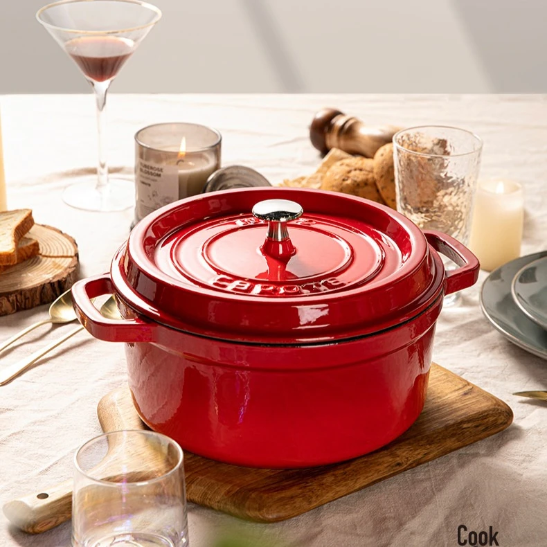 Household Enamel Cast Iron Pot Non-stick Casserole Soup Pot Stew Cup Saucepan Cooking Cookware For Daily Kitchen Use