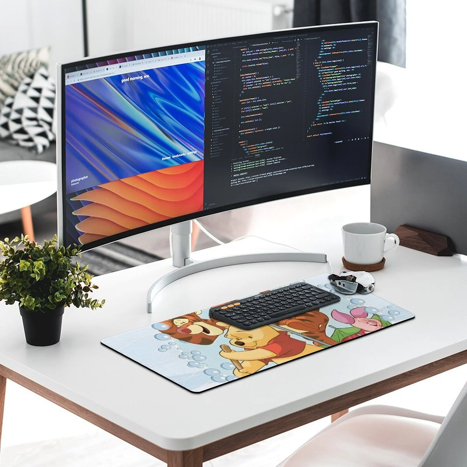 Winnie the Pooh & Tigger Large Mouse Pad - Cute Cartoon Non-Slip Desk Mat for Office, Gaming, and Laptop Use, Featuring Winnie t