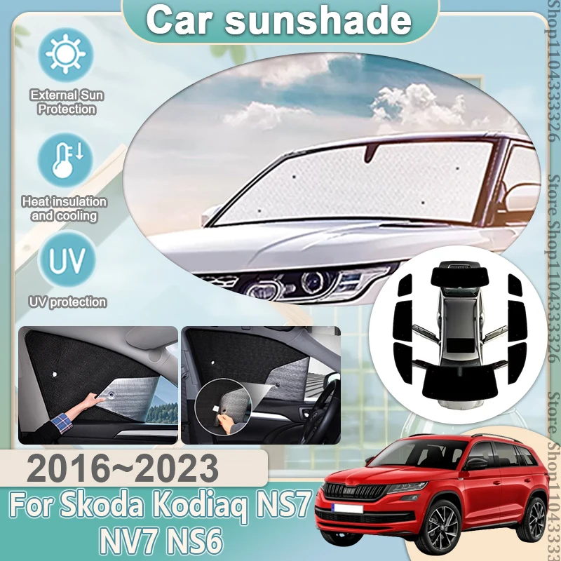 

Full Coverages Sunshades For Skoda Kodiaq NS7 NV7 NS6 2016~2023 Reflector Shade Visor Sunscreen Window Protection Shades Tool