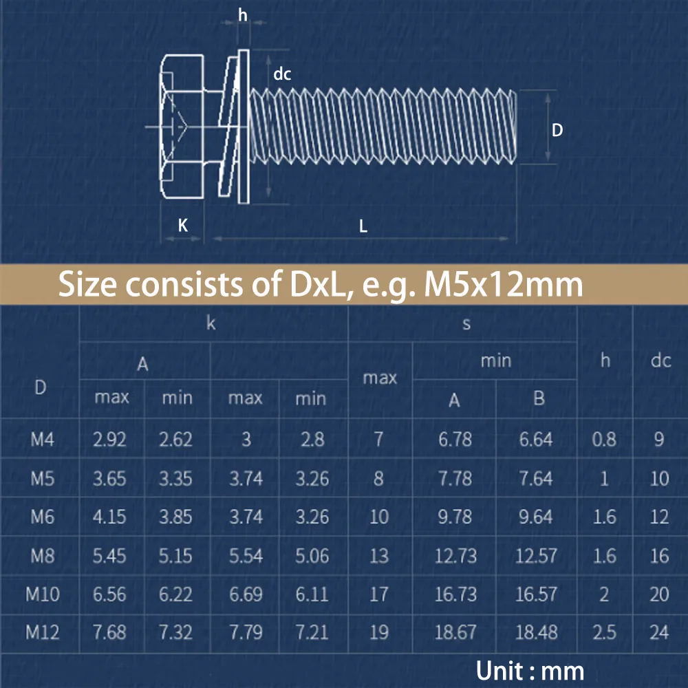 2-20Pcs A2 A4 Stainless Hex Screw With Flat Spring Gasket Outdoor Metal Railing Fence Anti Corrosion Installation Fastening Bolt