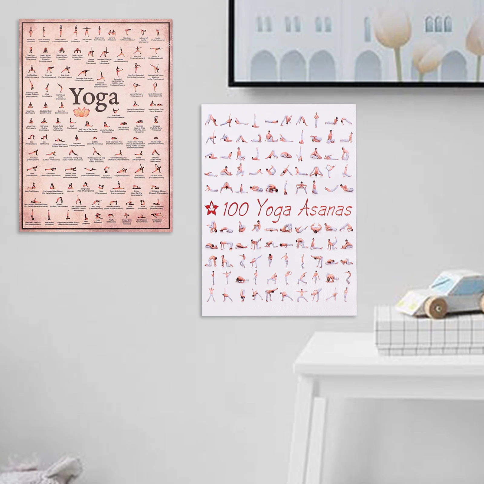 

6pcs Yoga Posture Poster Wall Decor Home Office Studio Canvas Art Wear-Resistant Stretch Guide Gift Sign