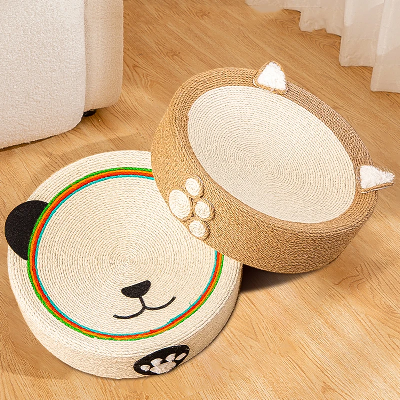 

Round Cat Scratcher Pad Sisal Weave Cats Scratching Board 2 in 1 Cat House Grinding Claws Cats Training Toys Furniture Supplies