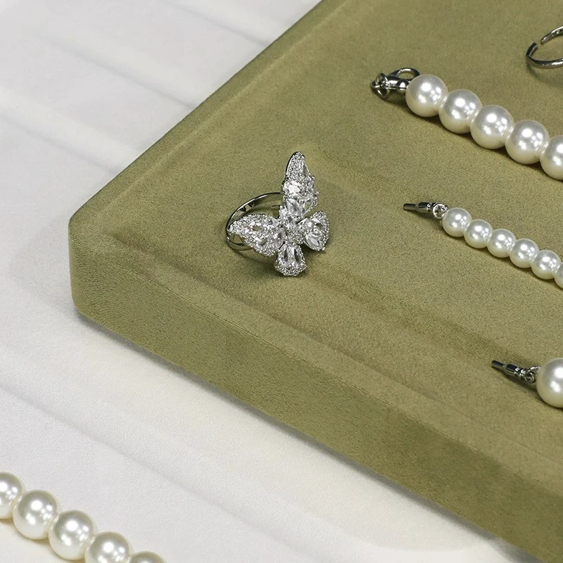 

Pearl necklace special display tray velvet leather three piece long necklace jewelry display display tray