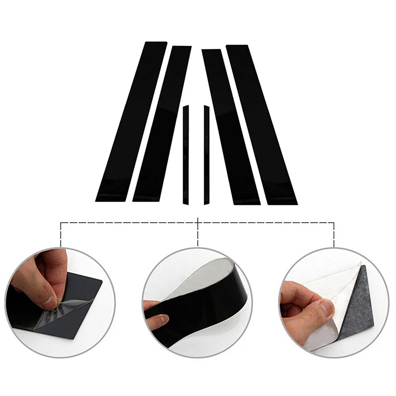 6Pcs Car Pillar Posts Window Molding Cover Trims Stickers Glossy Black for Honda Accord CM4/5/6/7/8 2003 2004 2005 2006 2007