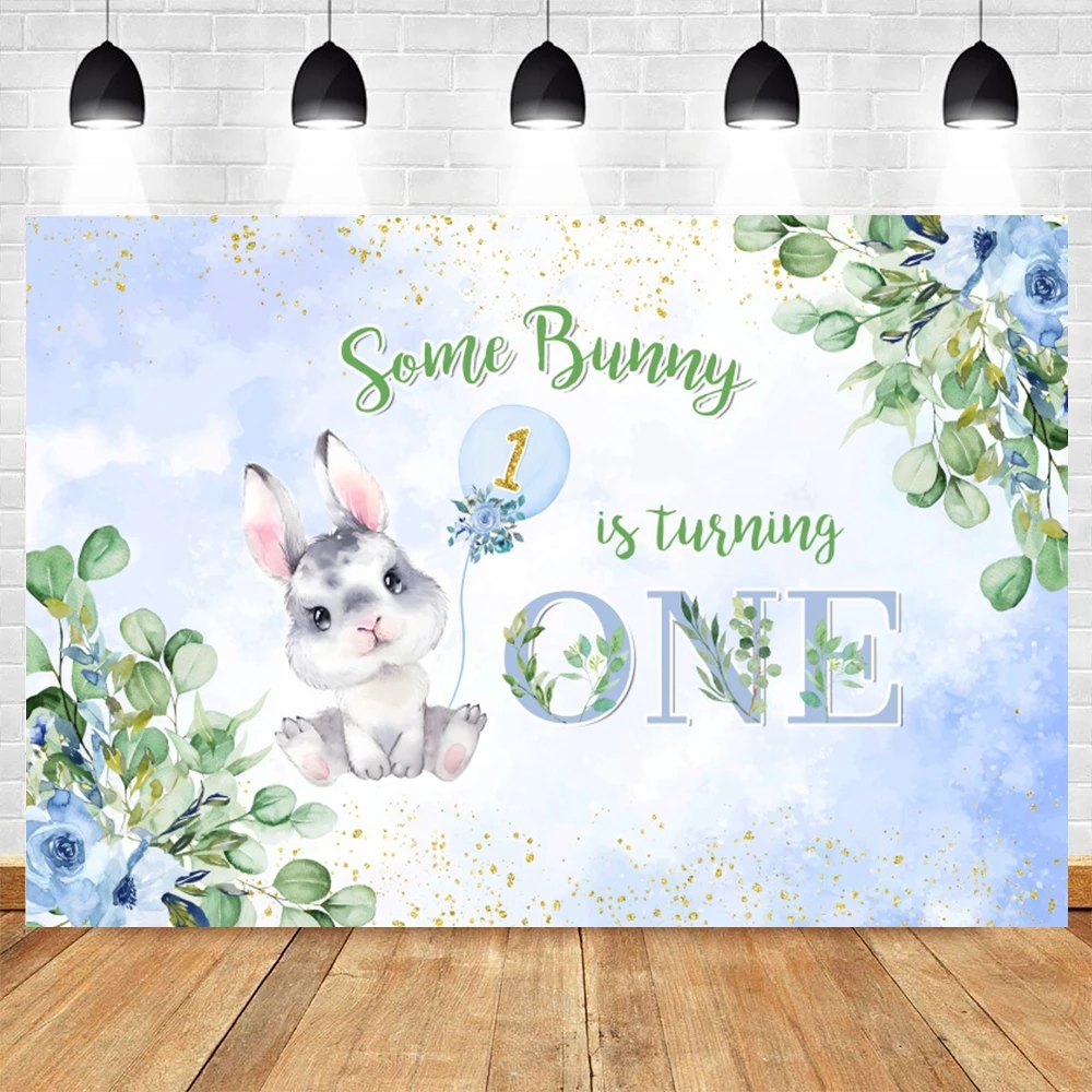 Cute Rabbit Backdrop Flowers Leaves Bunny Spring Easter Baby Shower Kids Birthday Party Customize Photography Background Decor