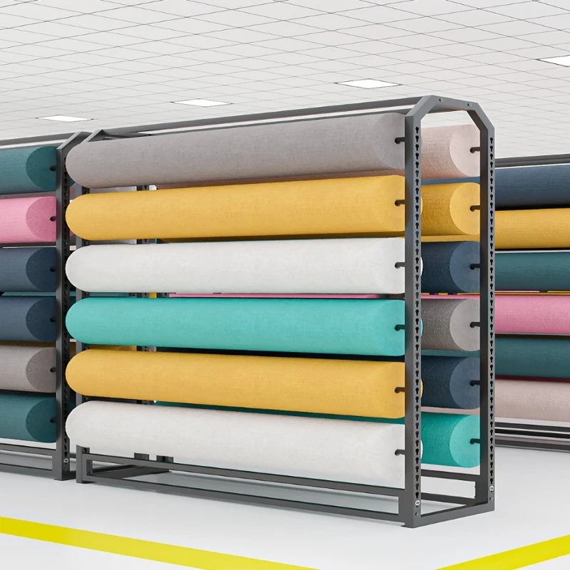 

Fabric display rack with wheels can push textile fabric fabric rack carpet shelf tablecloth leather roll display rack