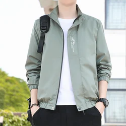 Fashion Stand Collar Zipper All-match Printed Jackets Men's Clothing 2024 Spring Summer New Loose Korean Tops Casual Coats