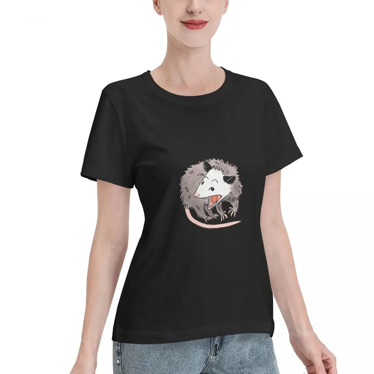 Bulk Wholesale Opossum Live Laugh Love Oversized Women's T-shirt Night Out Sport Casual Top