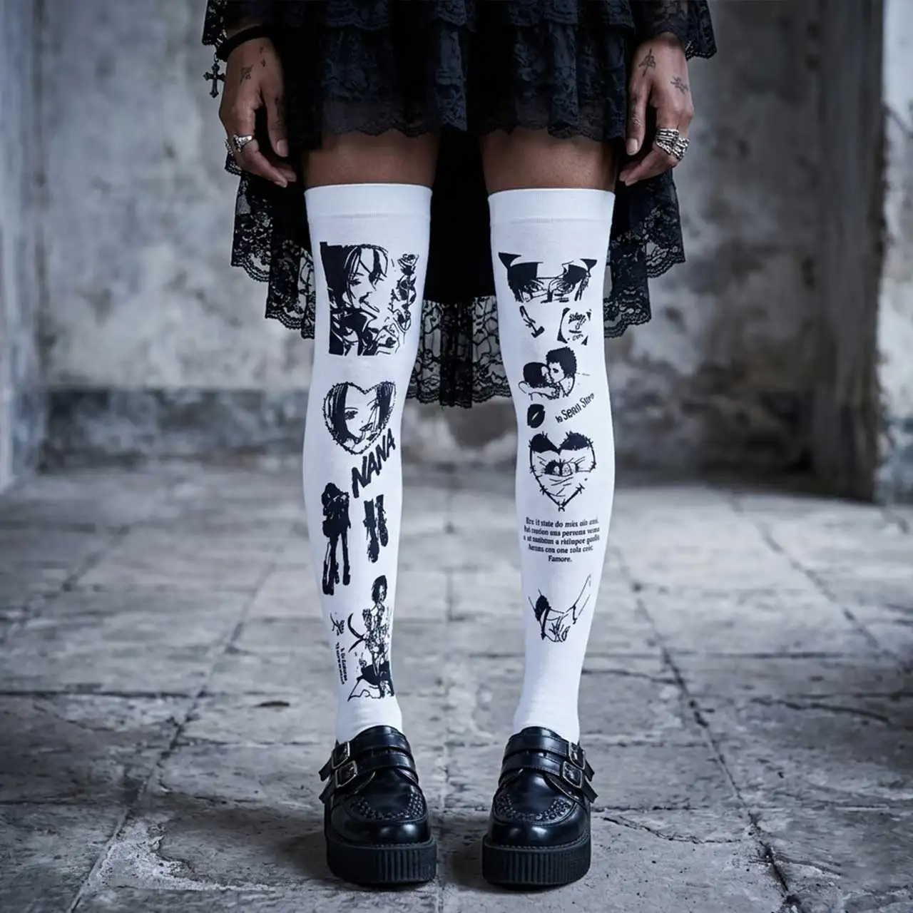 Rosa Y2K Harajuku Mode Süße Kawaii Lolita Wadensocken für Damen Bequeme Atmungsaktive Hochwertige Samtstrümpfe