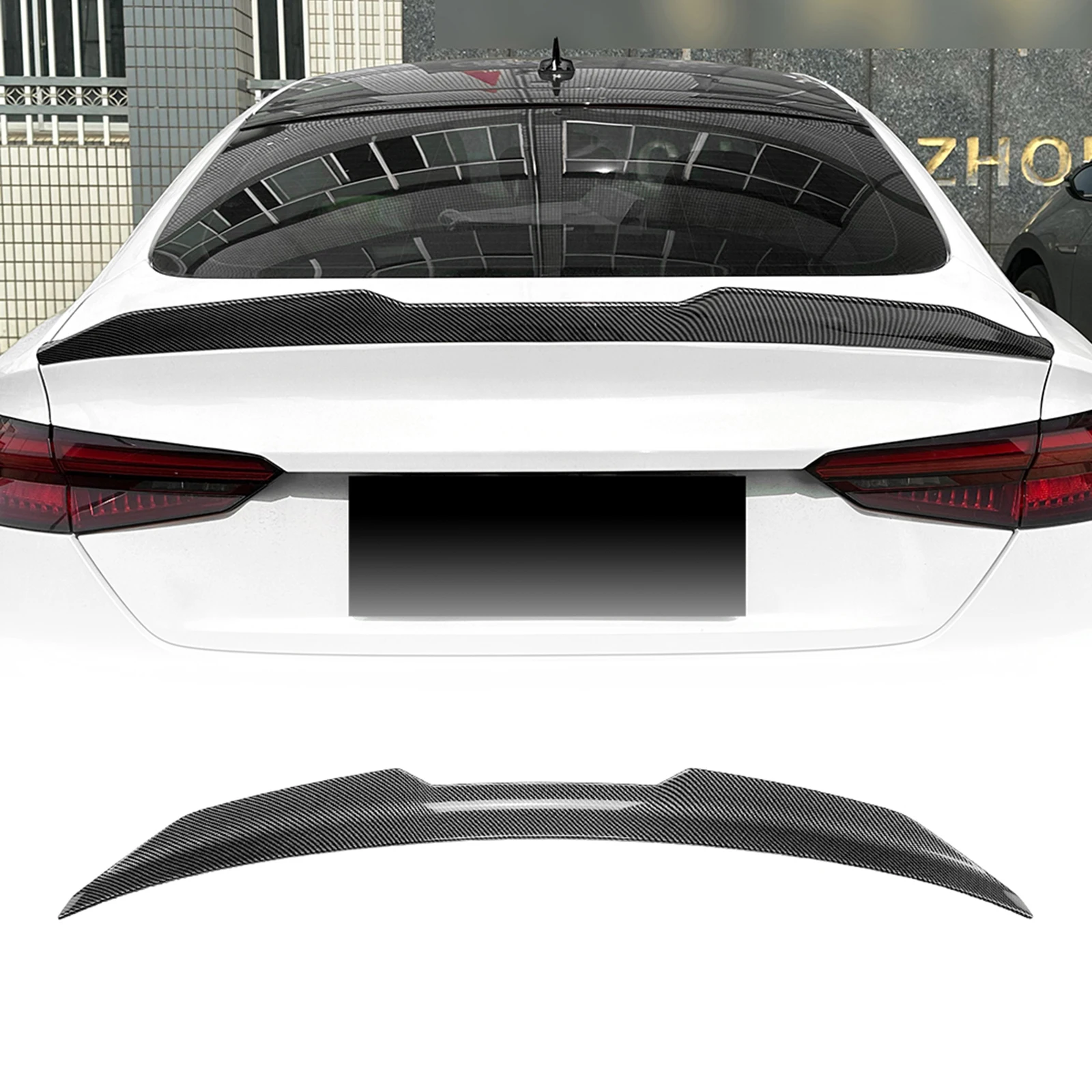 

PSM Style Rear Trunk Lid Spoiler Wing For Audi A5 F5 4 Door Sportback 2017-2024 Carbon Fiber Look/Gloss Black Tail Splitter Lip