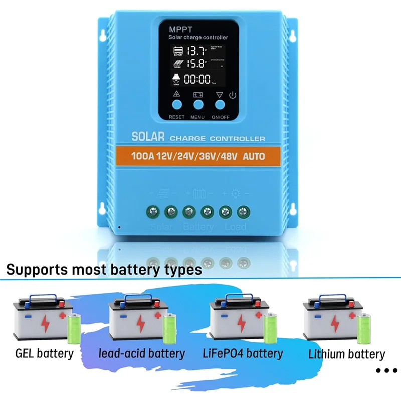 

A84G-Solar Charge Controller 100A 12V-48V Auto Dual USB Charging For Phone Lead-Acid/Lithium Battery