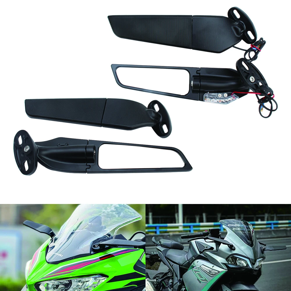 Motorcycle Mirror Modified Wind Adjustable Rotating Rearview With Turn Signal Lamp For Yamaha R1 R15 R3 R6 Honda Suzuki Kawasaki image 6