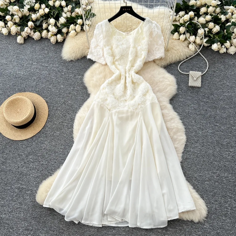 Chic Sexy puff sleeve floral Fairy Casual A-line dress Vestido Summer Beach Vacation Women Boho Sundress