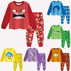 Inside Out 2 Long Sleeved Pajamas 2pcs Sets Kids Cartoon Pyjama Children Nightwear Teenager Baby Girls Boys Casaul Sleepwear
