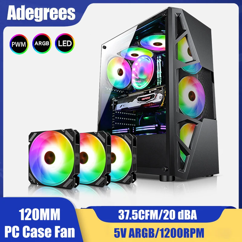 

Computer Case fan PC 120mm Argb Fan 4PIN PWM CPU Cooling fan 5v 3PIN 12cm Aura Sync Adjustable Speed Ventilador