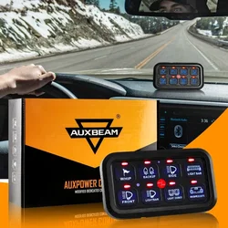 Auxbeam 8 gangs on-off Control Switch Panel kit Slim Electronic Relay System for SUV UTV Boat Caravan One/Tow-Sided Outlet