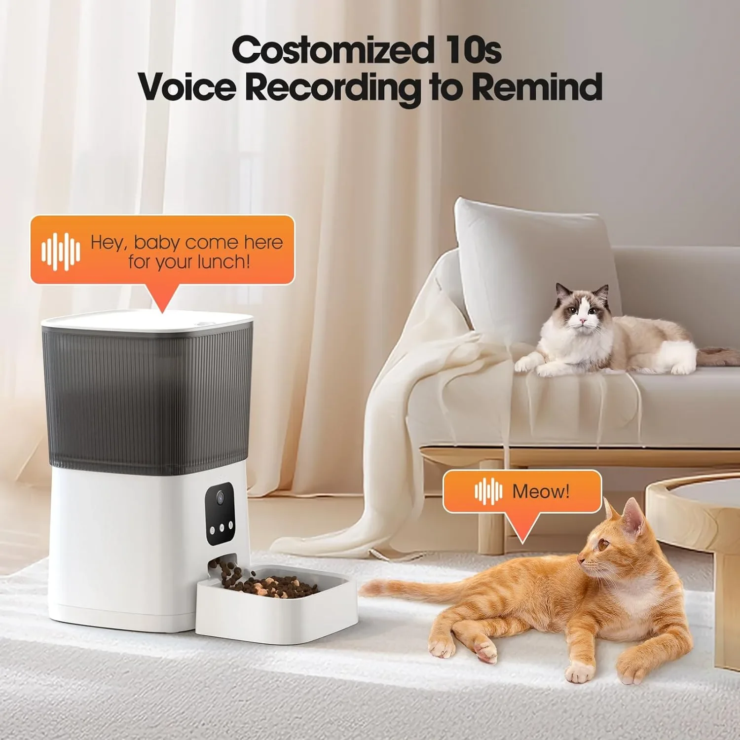 Alimentador inteligente para mascotas de 6L, Control por aplicación WiFi, dispensador de comida para mascotas, cuencos automáticos para perros y gatos con