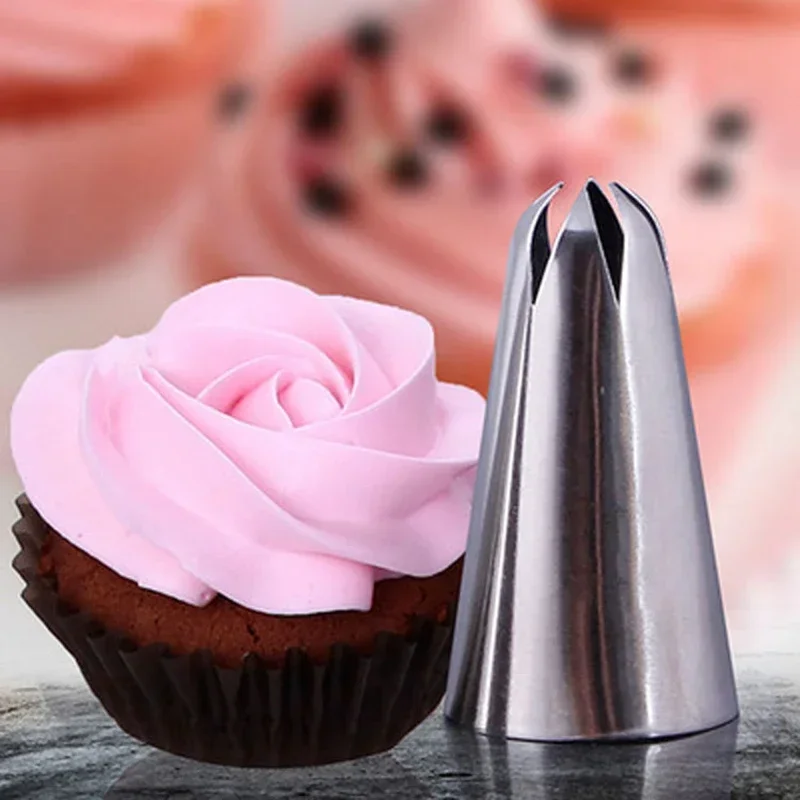 #2D Rose Flower Cream Piping Nozzles Large Size Stainless Steel Cupcake Nozzles Baking Decoration Pastry Tools