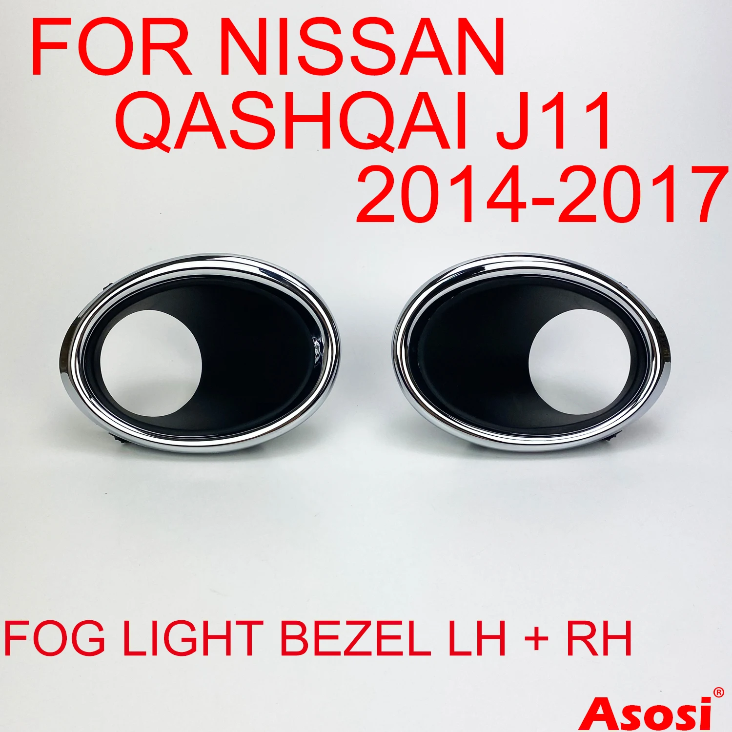 

Pair Of Fog Light Bezel Frame Trim Cover For Nissan Qashqai J11 2014 2015 2016 2017 Right & Left Side with Chrome Part