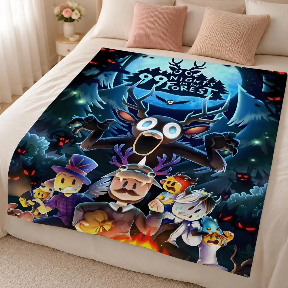 Game 9-99 Nights in the Forest Survival Horror Adventure Throw 320g Soft Flannel Fleece Blanket Cover Sofa Bed Dorm Nap Gift