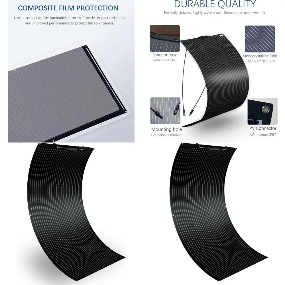 

Гибкая монокристаллическая солнечная панель 100-105 Вт, 12 В, 250 Вт ° Изогнутое закаленное стекло для высокой эффективности и легкого использования в автодомах