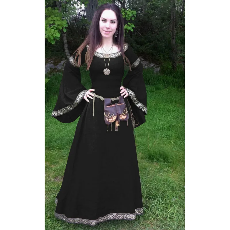 Medieval gótico cosplay trajes para o dia das bruxas carnaval festa desempenho manga longa idade média vestidos renascentistas