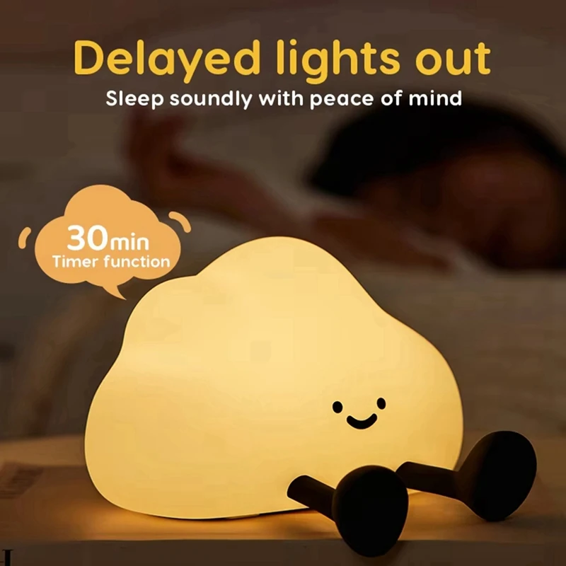 2025, nueva lámpara de noche sensible al tacto con luz nocturna de nube de silicona recargable, adecuada para dormitorios, guardería y regalo de cumpleaños