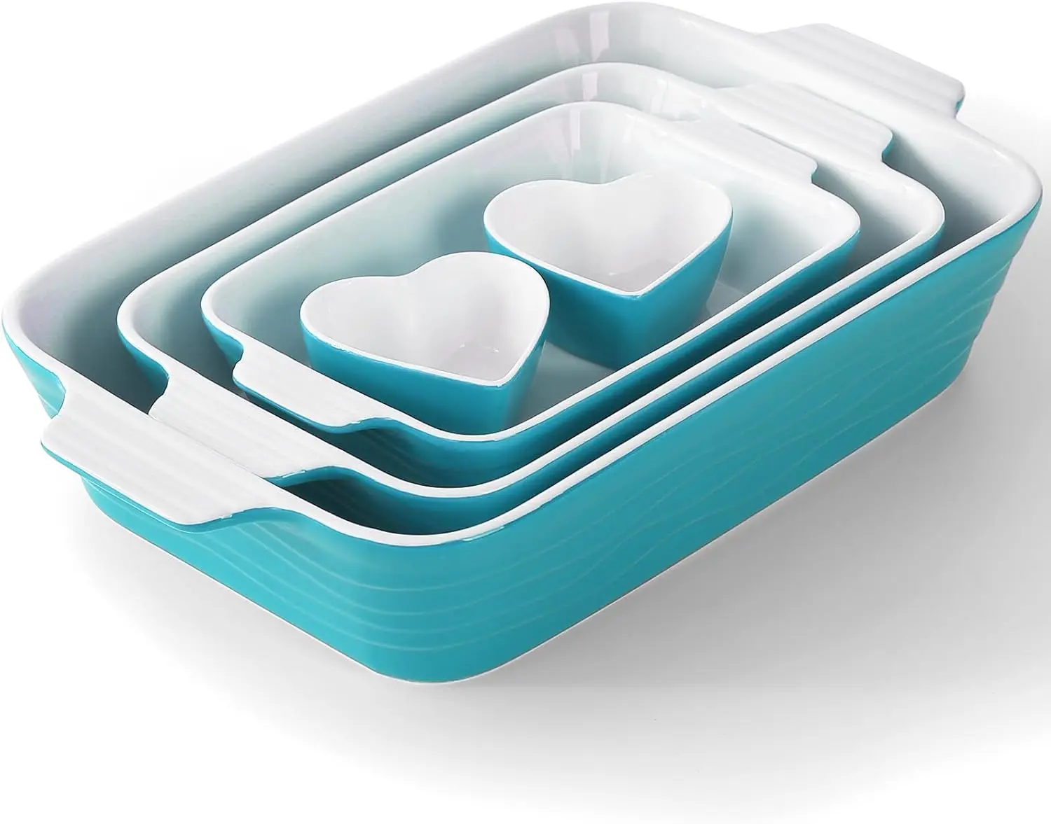 

Ceramic Baking Dish Set with 3 Pans & 2 Ramekins, Oven-Safe Non-Stick Bakeware for Lasagna, Casseroles & Desserts