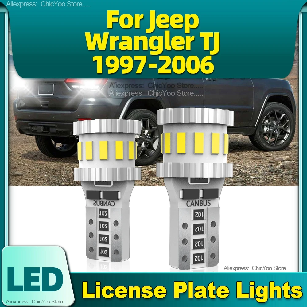 2pcs 6000K W5W T10 LED Canbus Bulbs License Plate Light 12V For Jeep Wrangler TJ 1997 1998 1999 2000 2001 2002 2003 2004 05 2006