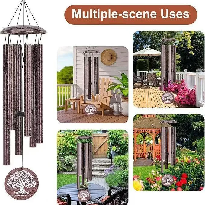 41 Inch Outdoor Wind Chime Red Aluminum Tube Garden Bell With Iron Top Cap Musical Yard Patio Decoration Gift For Mom