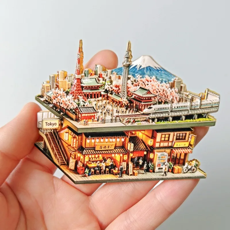 Japan Tokyo Metal Fridge Magnets Mount Fuji Souvenirs Tokyo Tower Izakaya Senso-ji Temple  Fridge Stickers Birthday Gifts