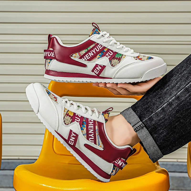 Men's Spring Trendy Breathable Leather Surface White Shoes Comfortable Casual Footwear