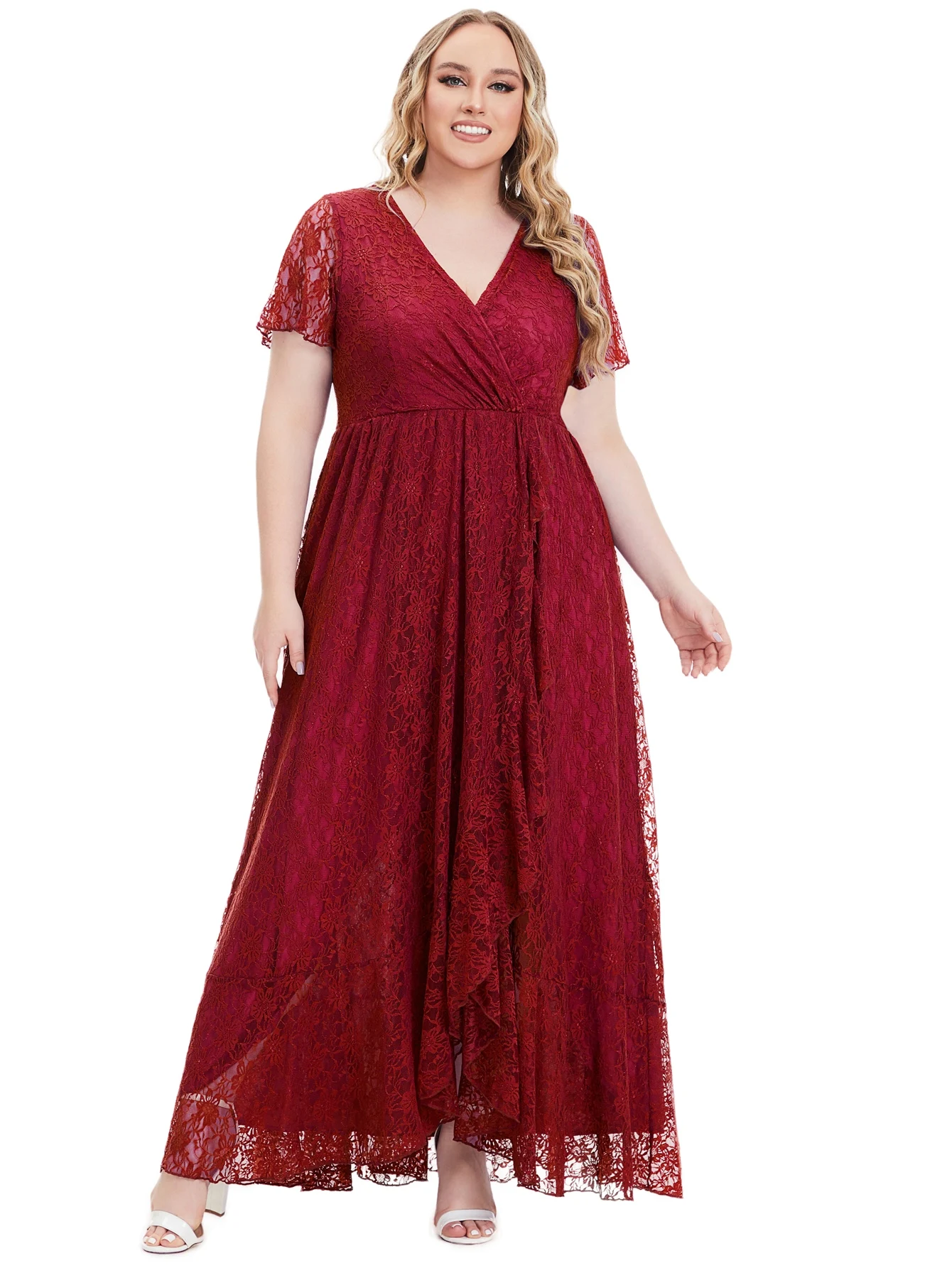 Plus Size High Quality Elegant Evening Party Wedding Lace Dresses For Women