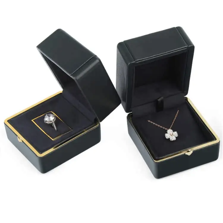 

Ele Bla Leather Jewelry Storage Box Ring Pendant Nelace Case Wedding Proposal Gift Box Faionable Accory Organizer