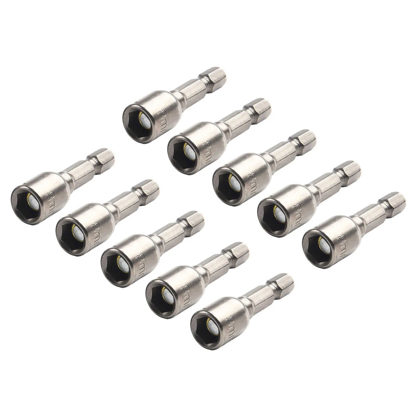 

1/4\" Hex Shank Magnetic Nut Driver Set 10pcs Magnetic Nut Driver 8mm Chrome Vanadium Steel Drill Bit Socket Adapter
