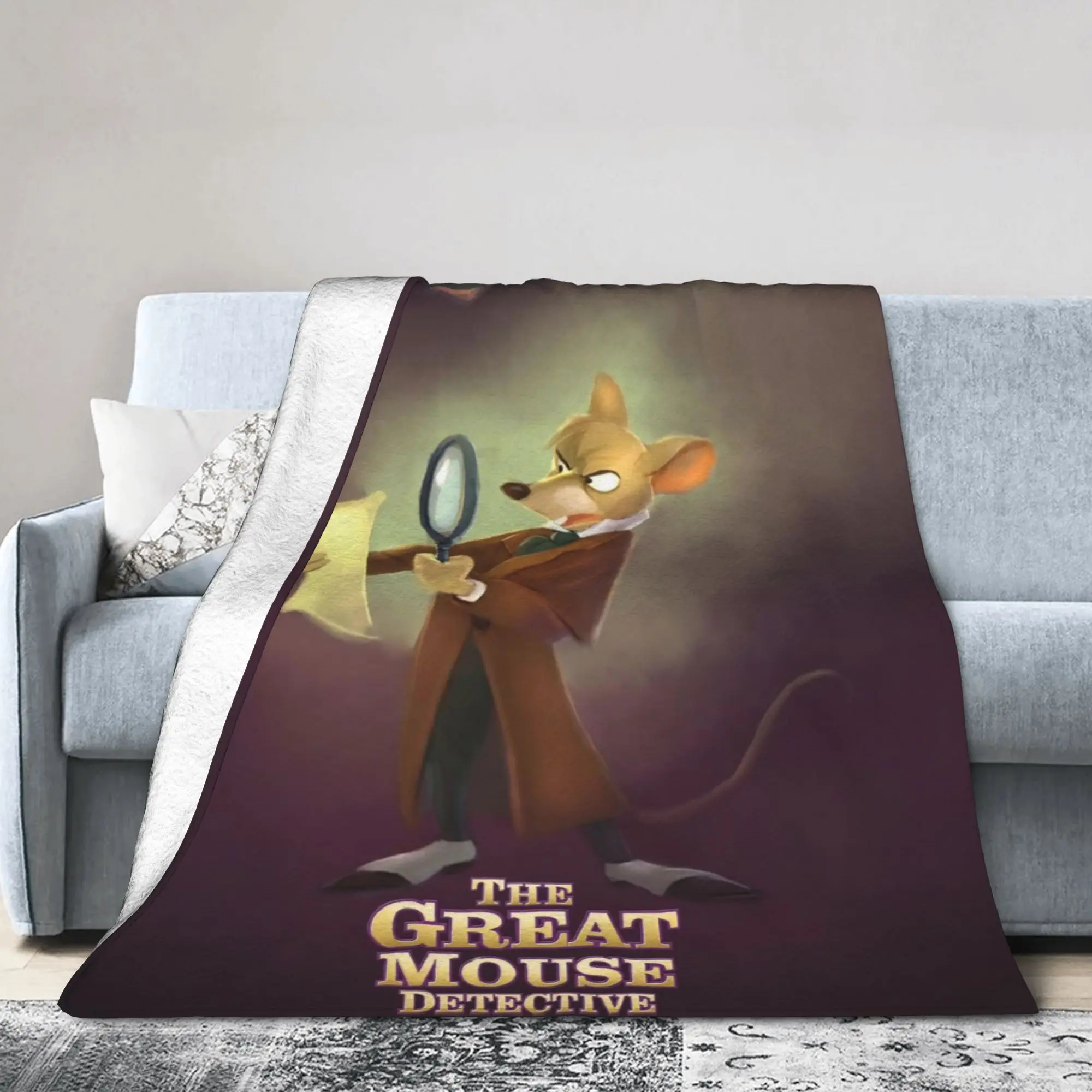 

Вязаное одеяло The Great Mouse Detective, флисовое одеяло Basil Dawson с героями мультфильмов, супер мягкие пледы для постельного белья, портативное одеяло