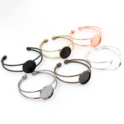High Quality Copper Metal 20mm 7 Colors Plated Bangle Base Bracelet Blank Findings Tray Bezel Setting Cabochon Cameo