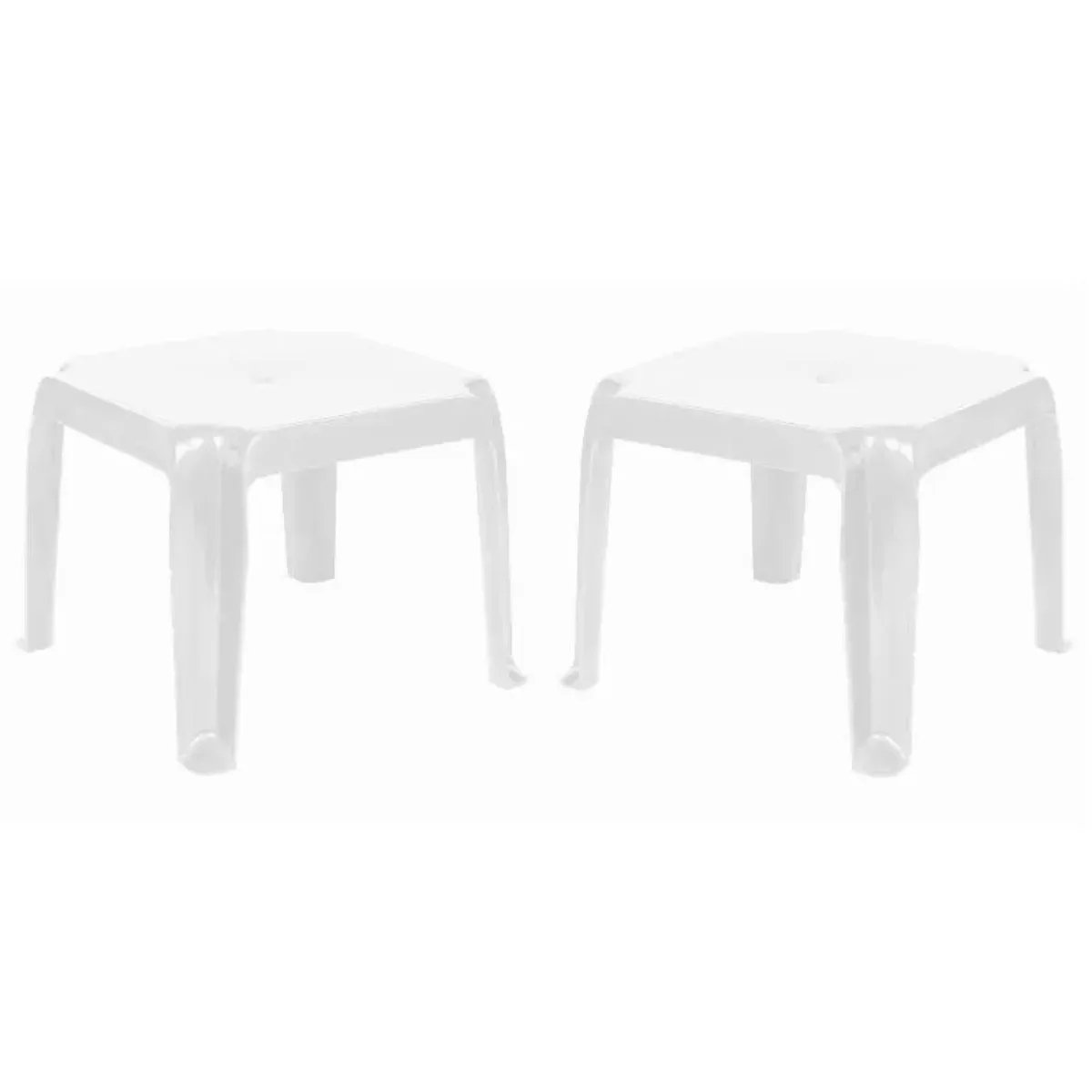 Courtyard side table white square resin 2-piece set