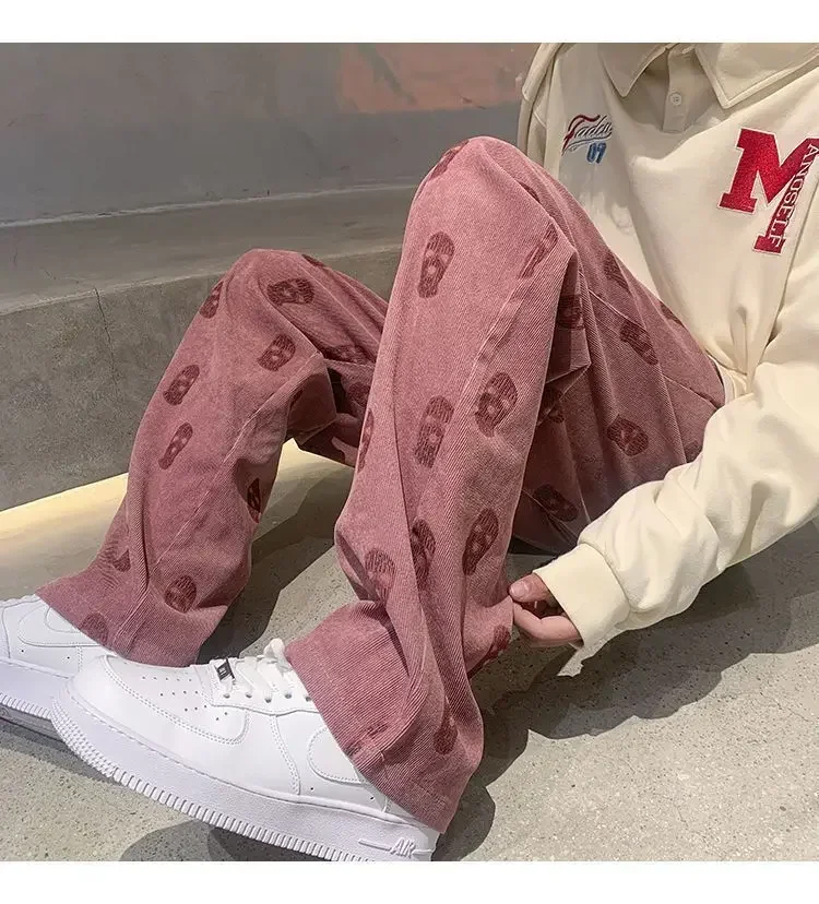 

Прямые рабочие брюки в американском стиле, розовые модные вельветовые повседневные брюки Pacific West Coast, мужские брюки для мытья полов