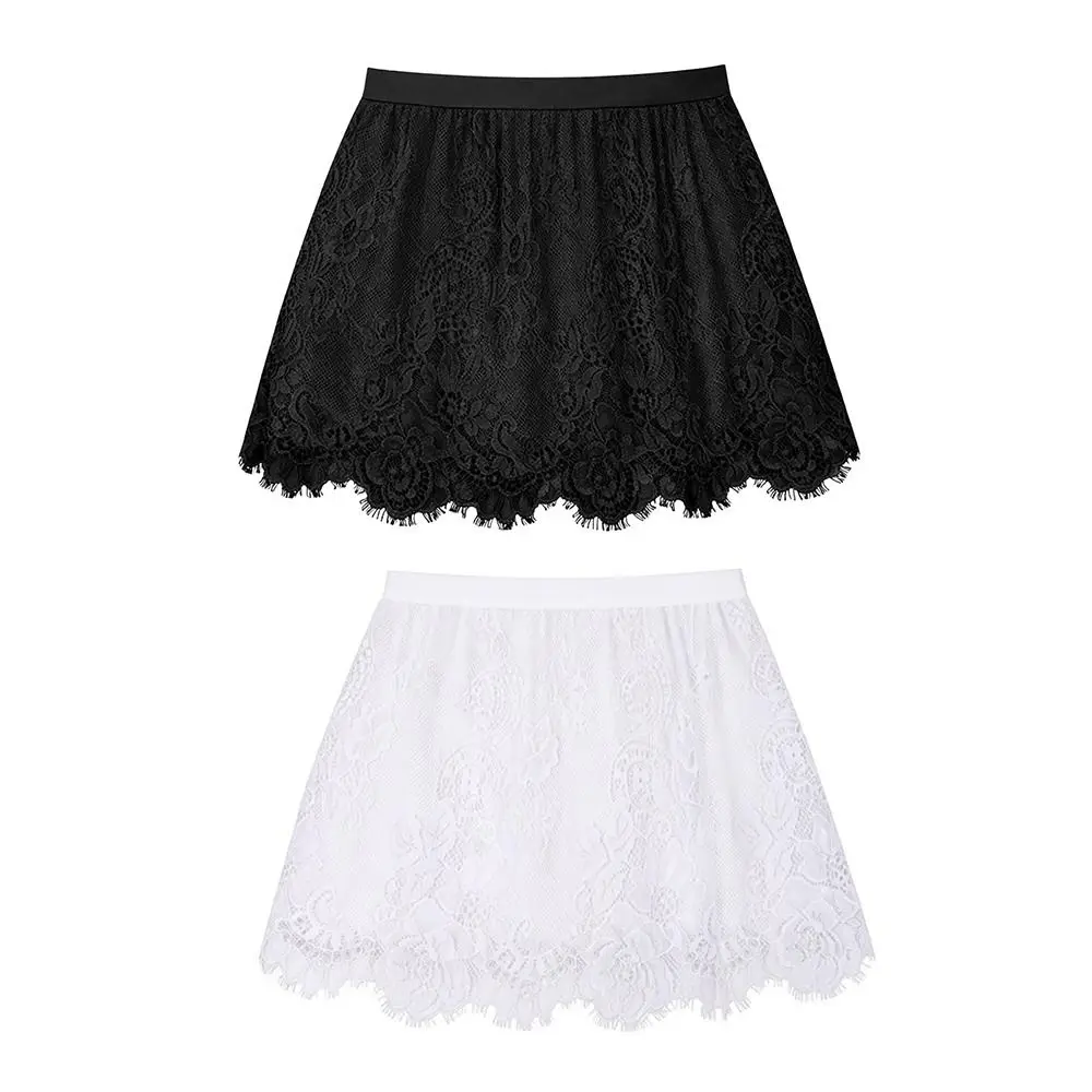 

New Transparent Lace Mesh Skirt Black White Short Micro Skirt Shirt Extender