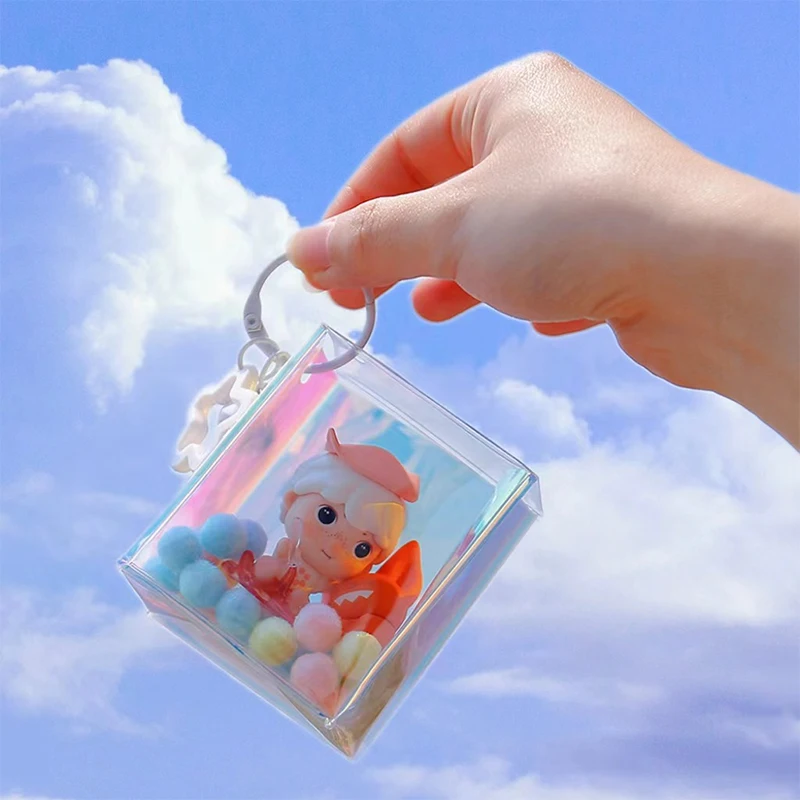 1Pc Transparent PVC Mystery Box Organizer Kawaii Mini Pouch Keychain Bag Protect Toy Doll Storage Case