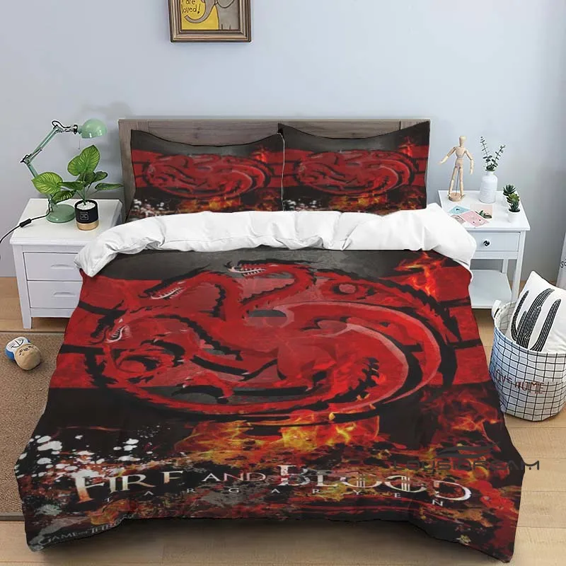 3D Retro Printing K-Game of Thrones Bedding Set Elegant Bedding Set Down Duvet Cover Bed Cover Luxurious Birthday Gift