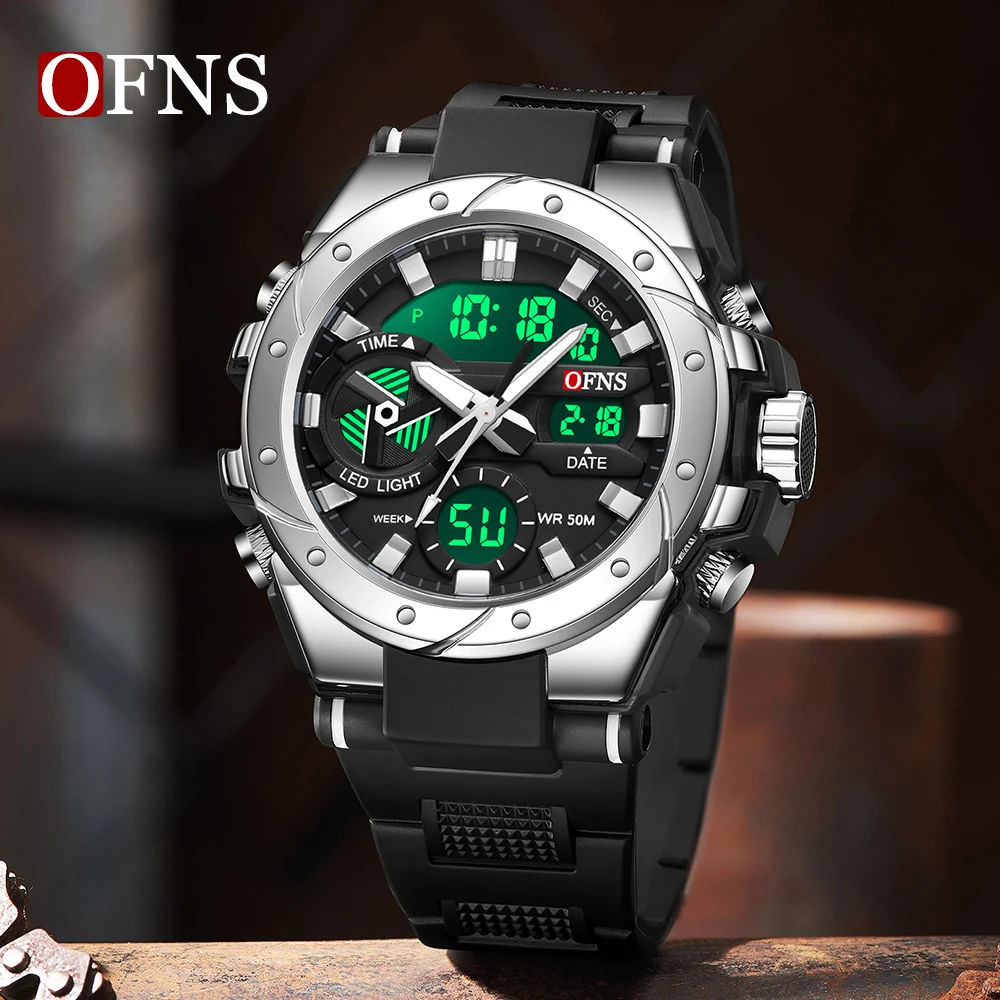 OFNS Top Brand Luxury G-style Watch Men Sport Alarm Clock Stopwatch Waterproof Dual Display Digital Quartz Men\'s Wristwatch