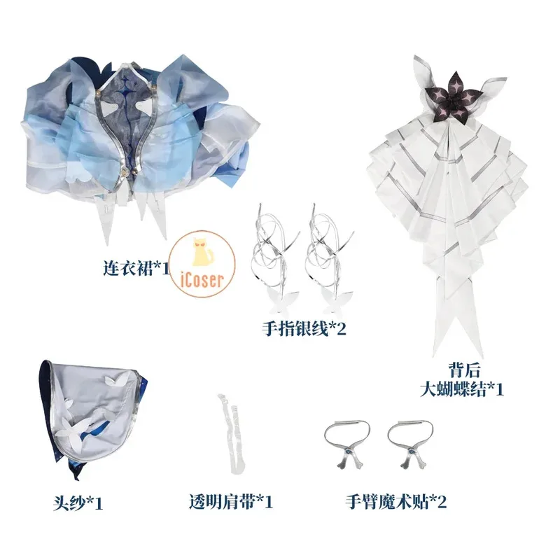 O shorekeeper traje peruca ondas wuthering vestido jogo uniforme véu preto afastados festa de halloween para mulheres acessórios icoser