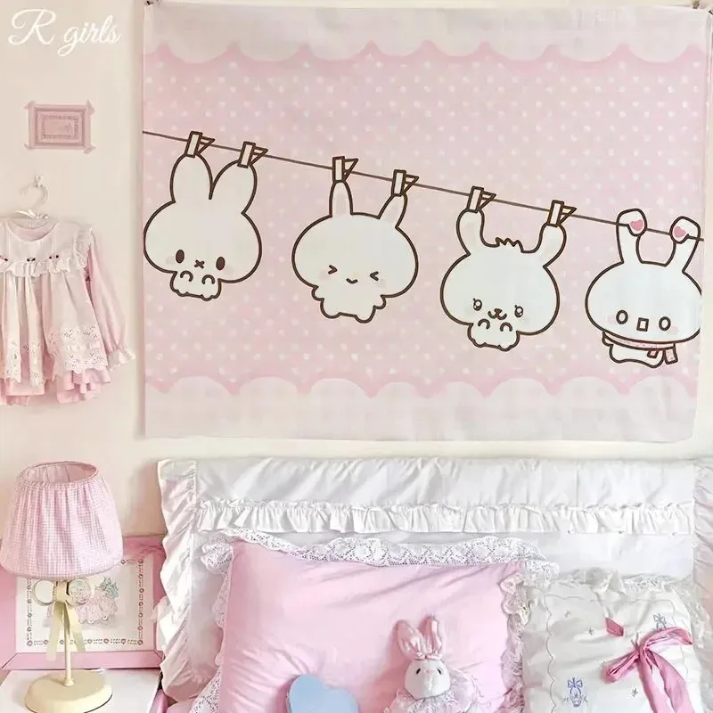 VIKAMA Bunny Floral Wall Hanging, Cute Rabbit Wall Art Decor
