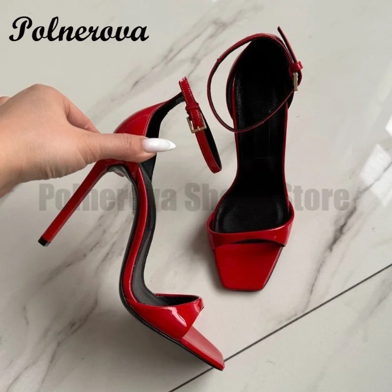 Square Toe Ankle Strap High Heels Sandals Sexy Stiletto Heels Pumps Designer Elegant Ladies Party Shoes Zapatos Para Mujere